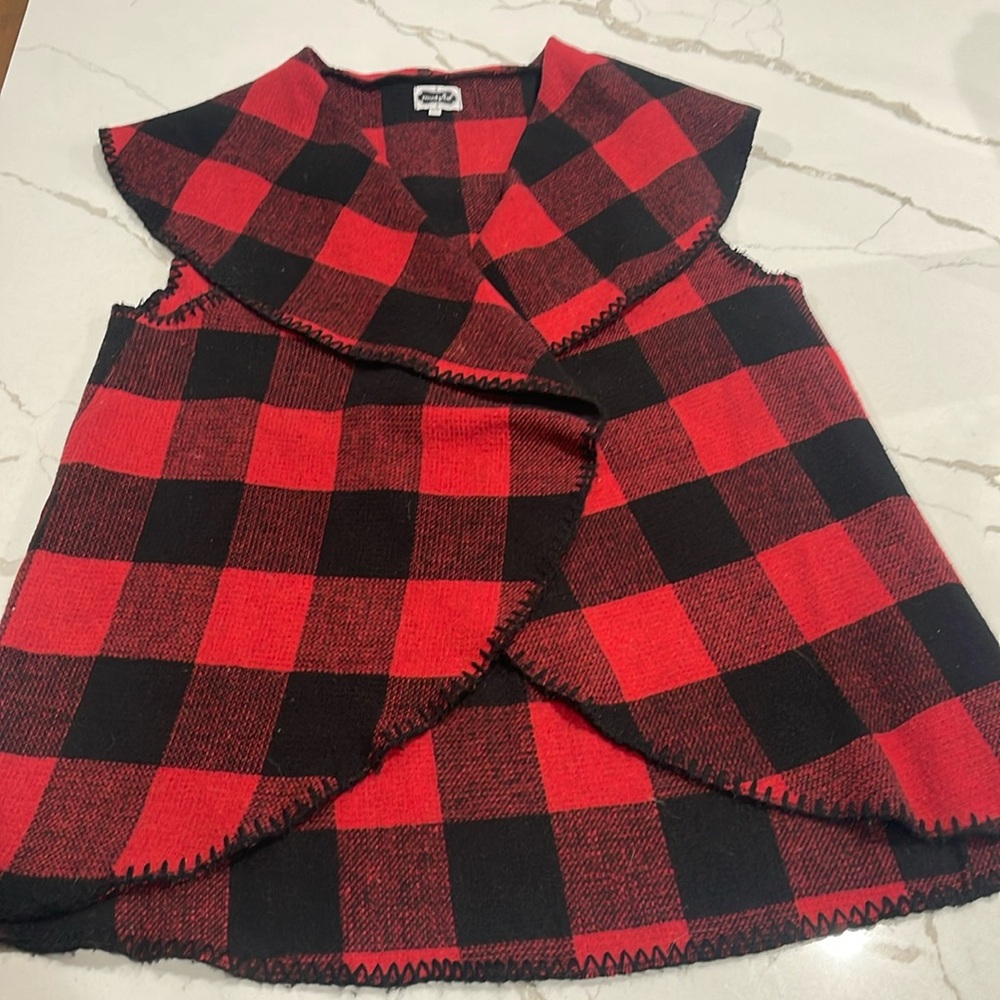 Mud Pie Red & Black Wool-Blend Vest